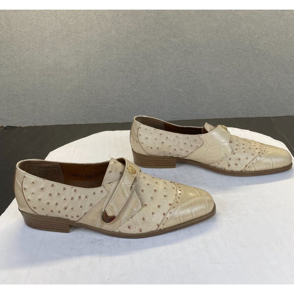 Giorgio Brutini Dress Shoes Men 9.5M Genuine  Ostrich Leather Loafers,Vintage